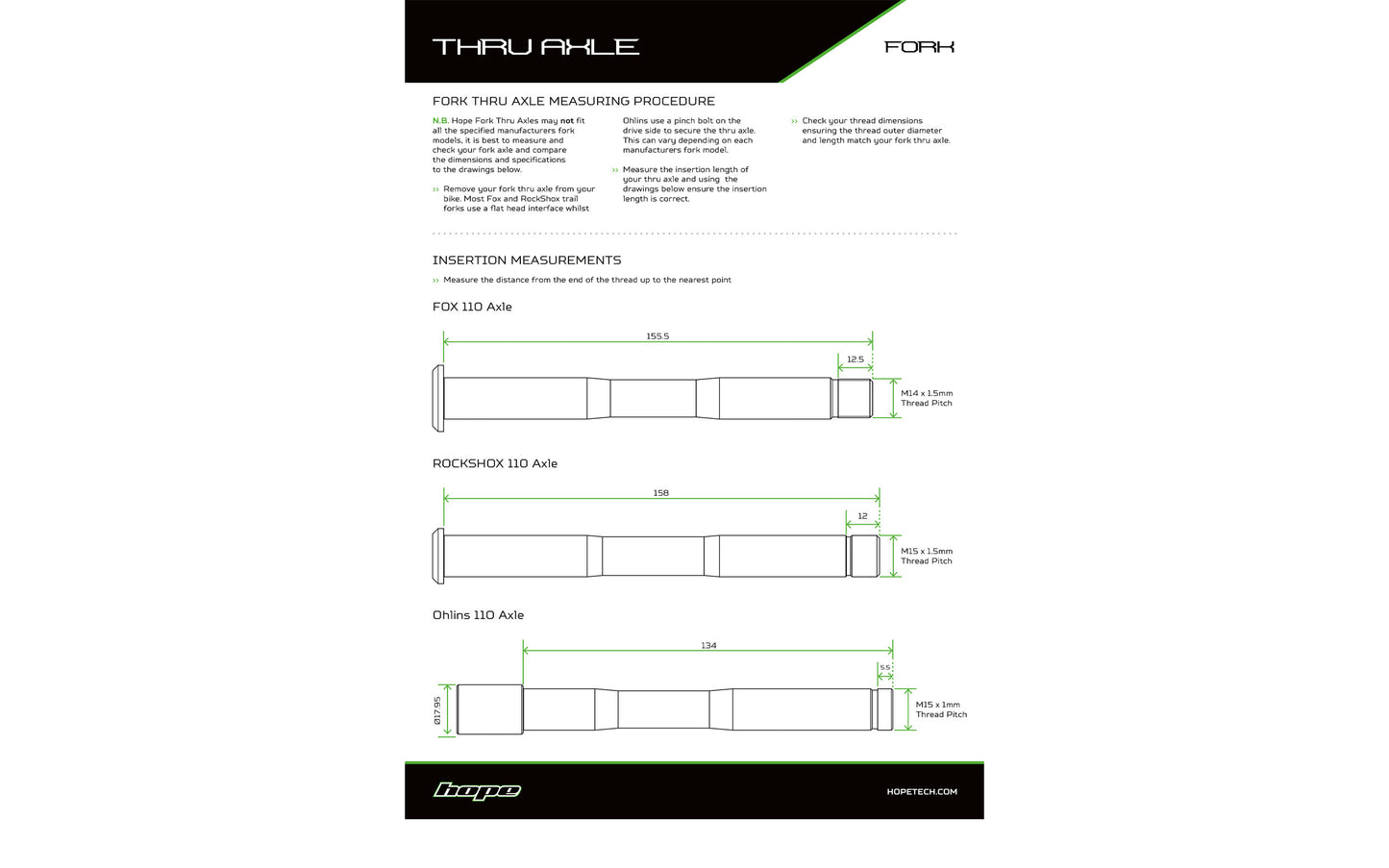 Hope Thru Axle - Front - Ohlins - Black