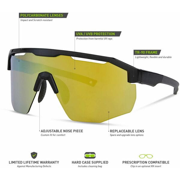 Madison Cipher Glasses - 3 pack - gloss black / bronze mirror / amber and clear lens
