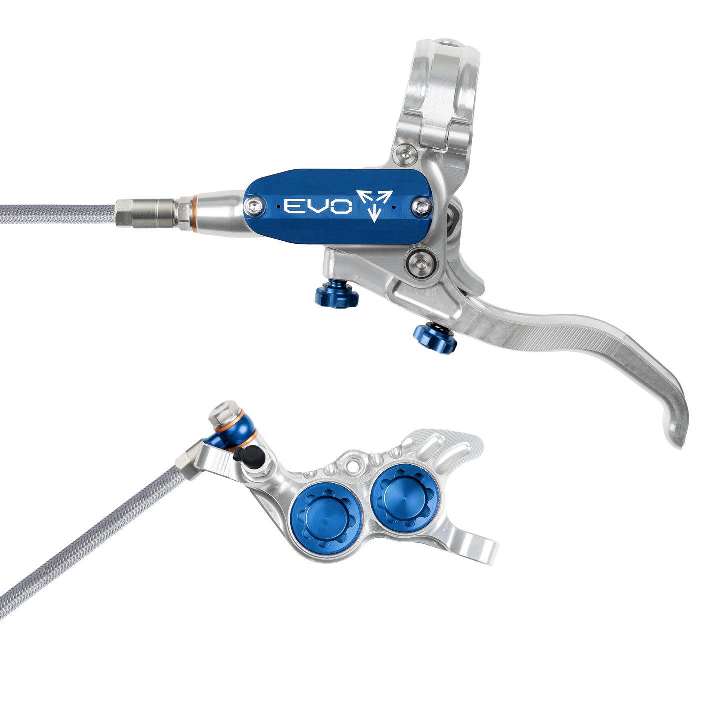 Hope Tech 4 EVO GR4 Brake - Silver/Blue - Braided Hose - No Rotor