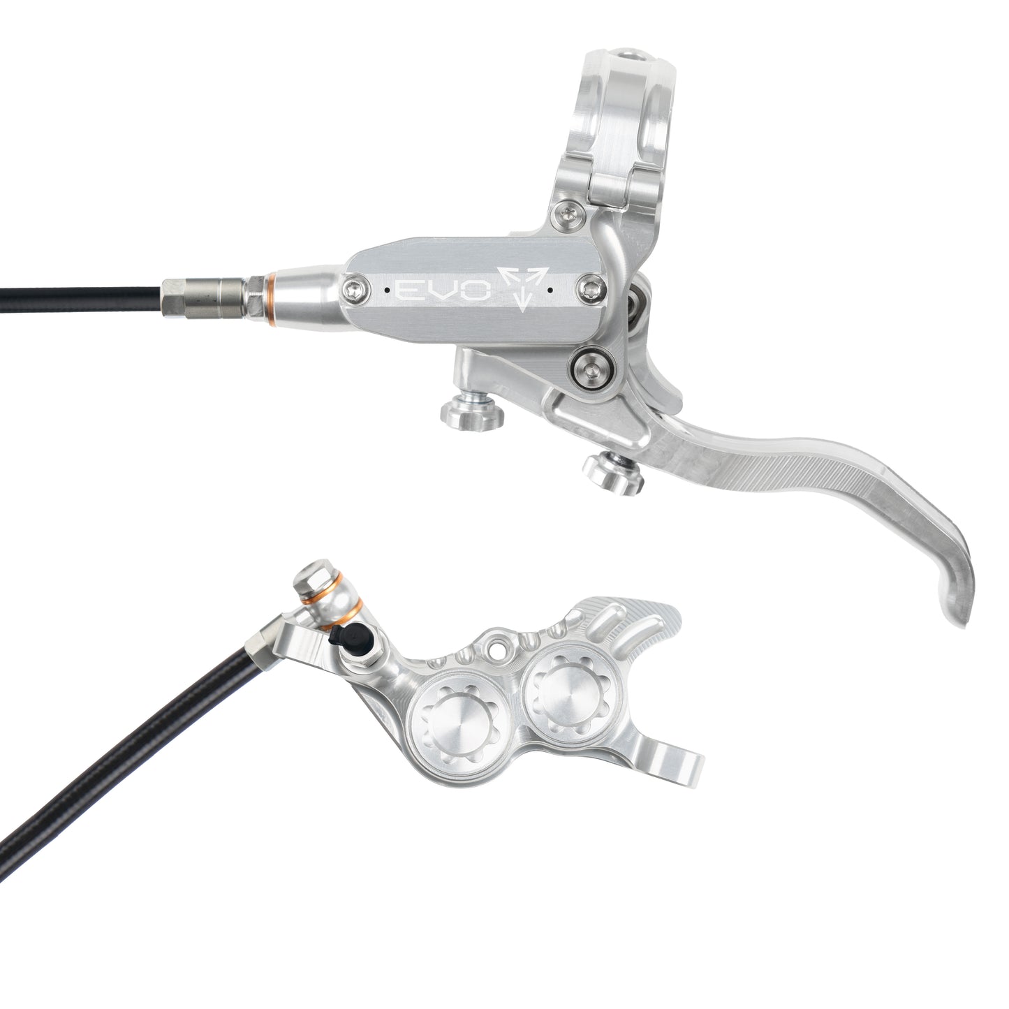 Hope Tech 4 EVO GR4 Brake - Silver/Silver - Black Hose - No Rotor