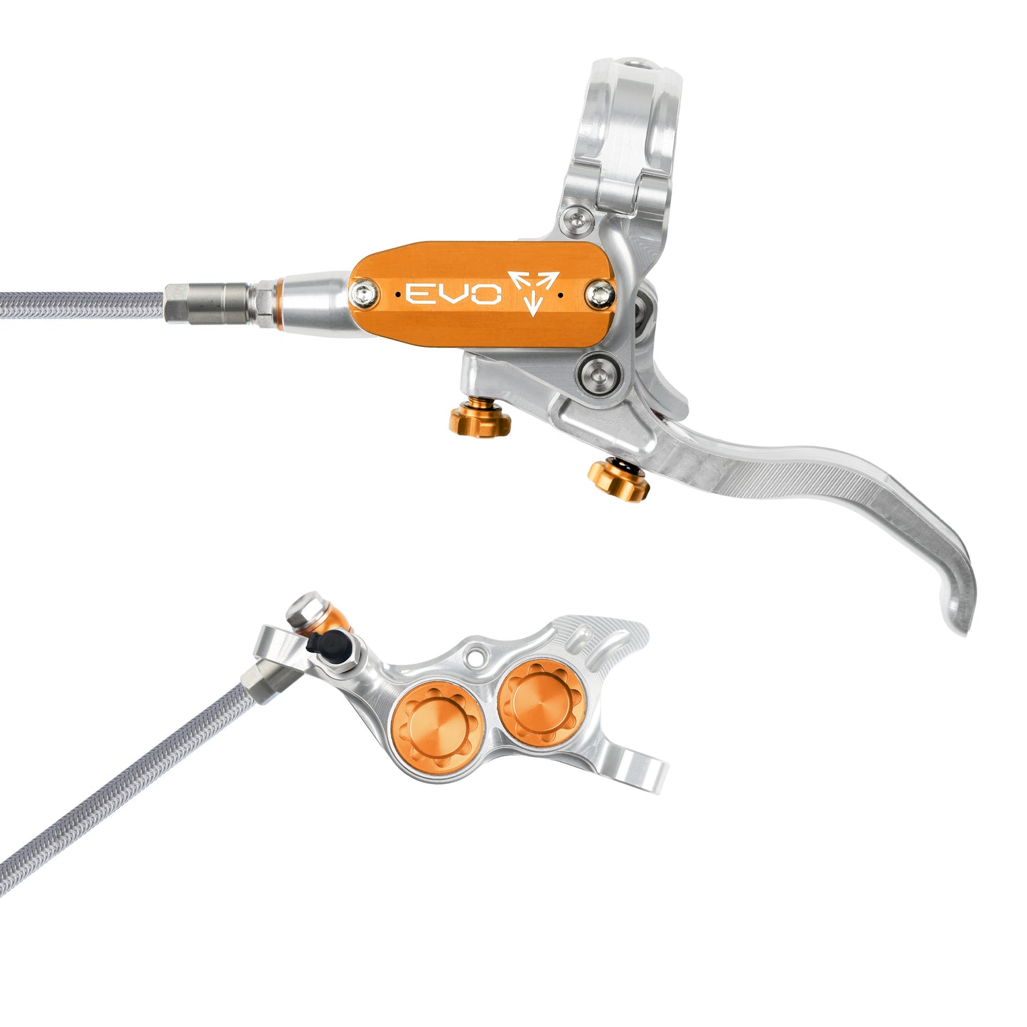 Hope Tech 4 EVO TR4 Brake - Silver/Orange - Braided Hose - No Rotor