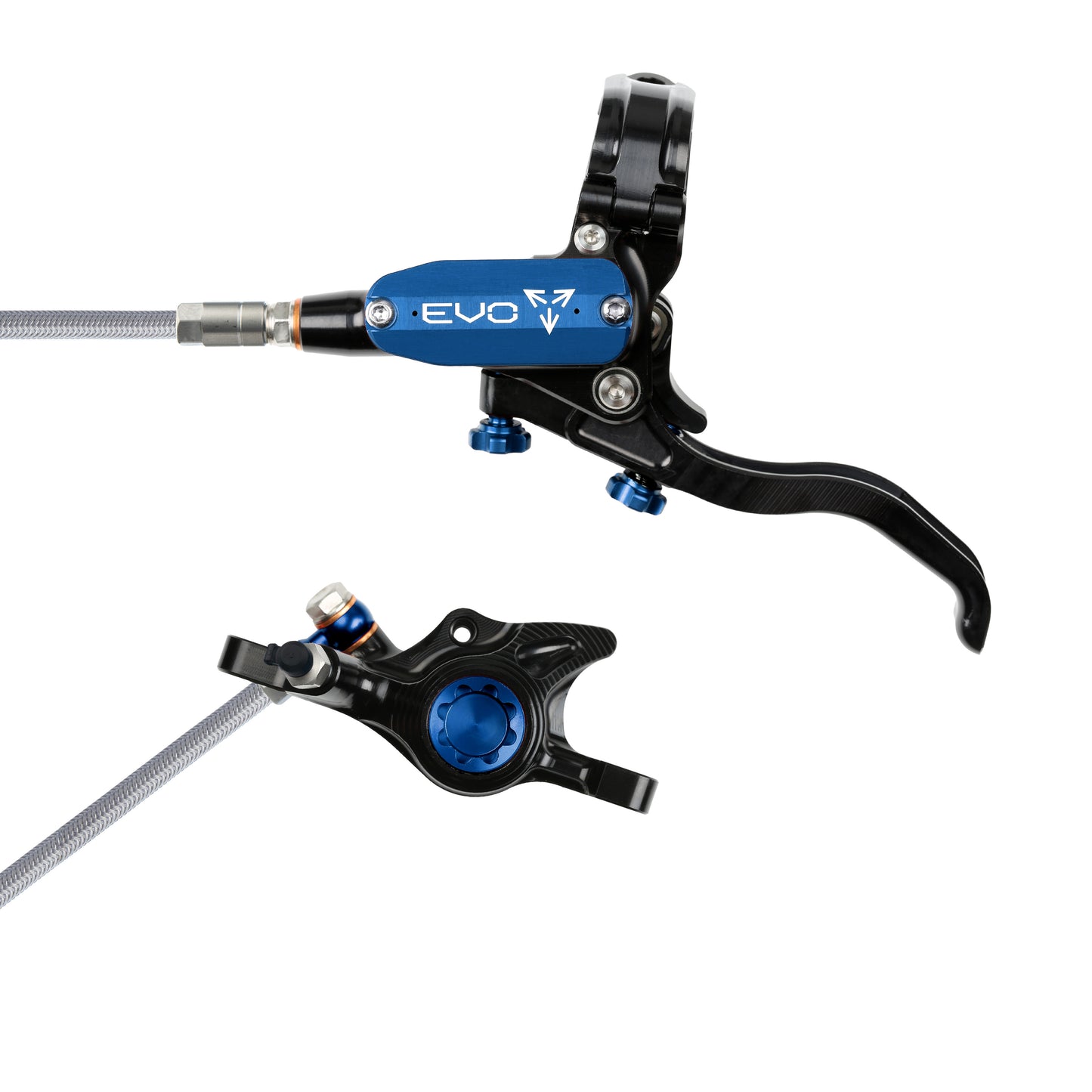 Hope Tech 4 EVO X2 Brake - Black/Blue - Braided Hose - No Rotor