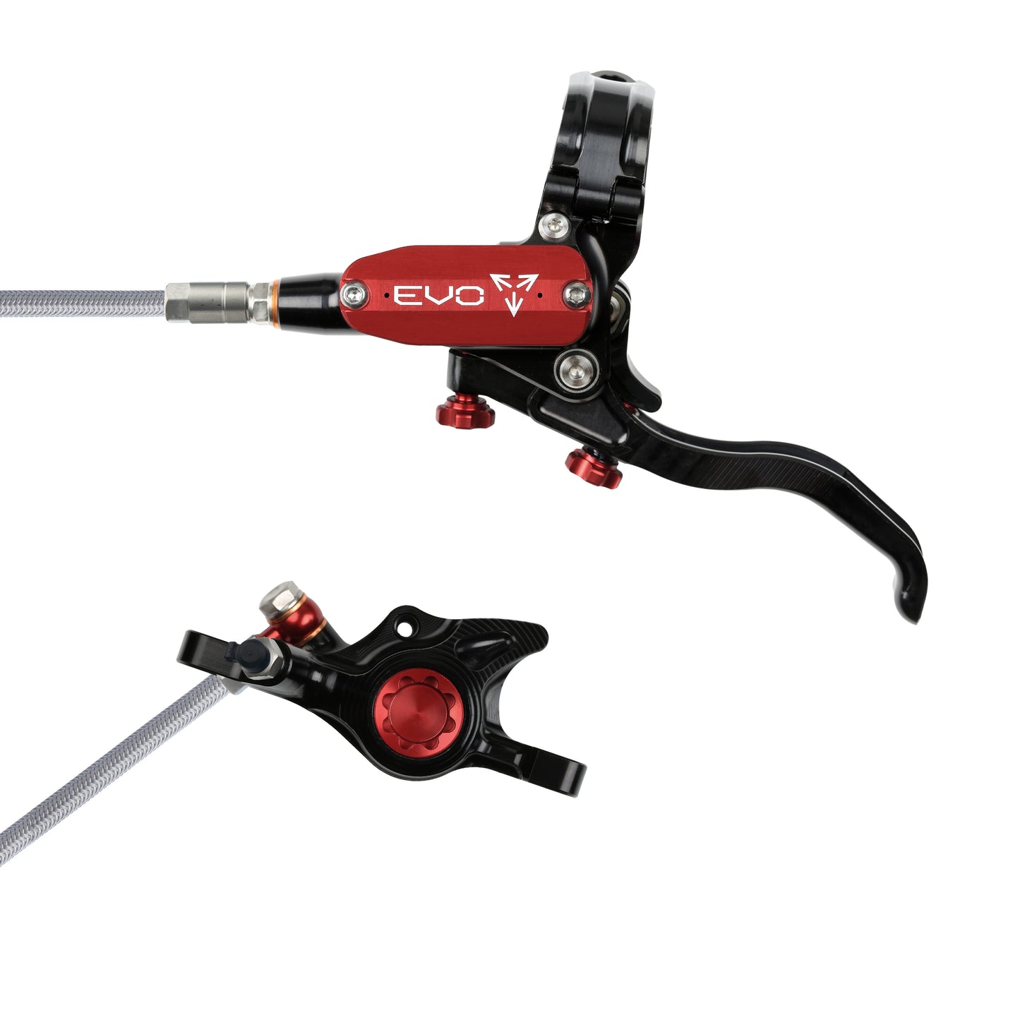 Hope Tech 4 EVO X2 Brake - Black/Red - Braided Hose - No Rotor