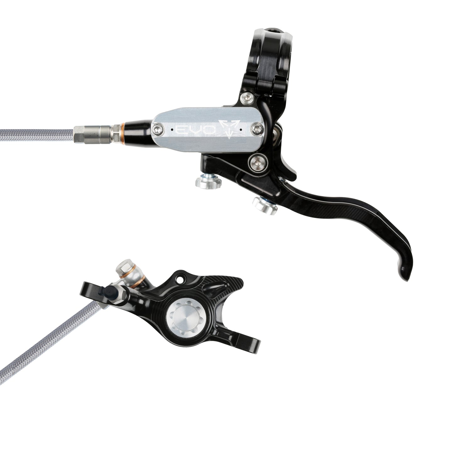 Hope Tech 4 EVO X2 Brake - Black/Silver - Braided Hose - No Rotor