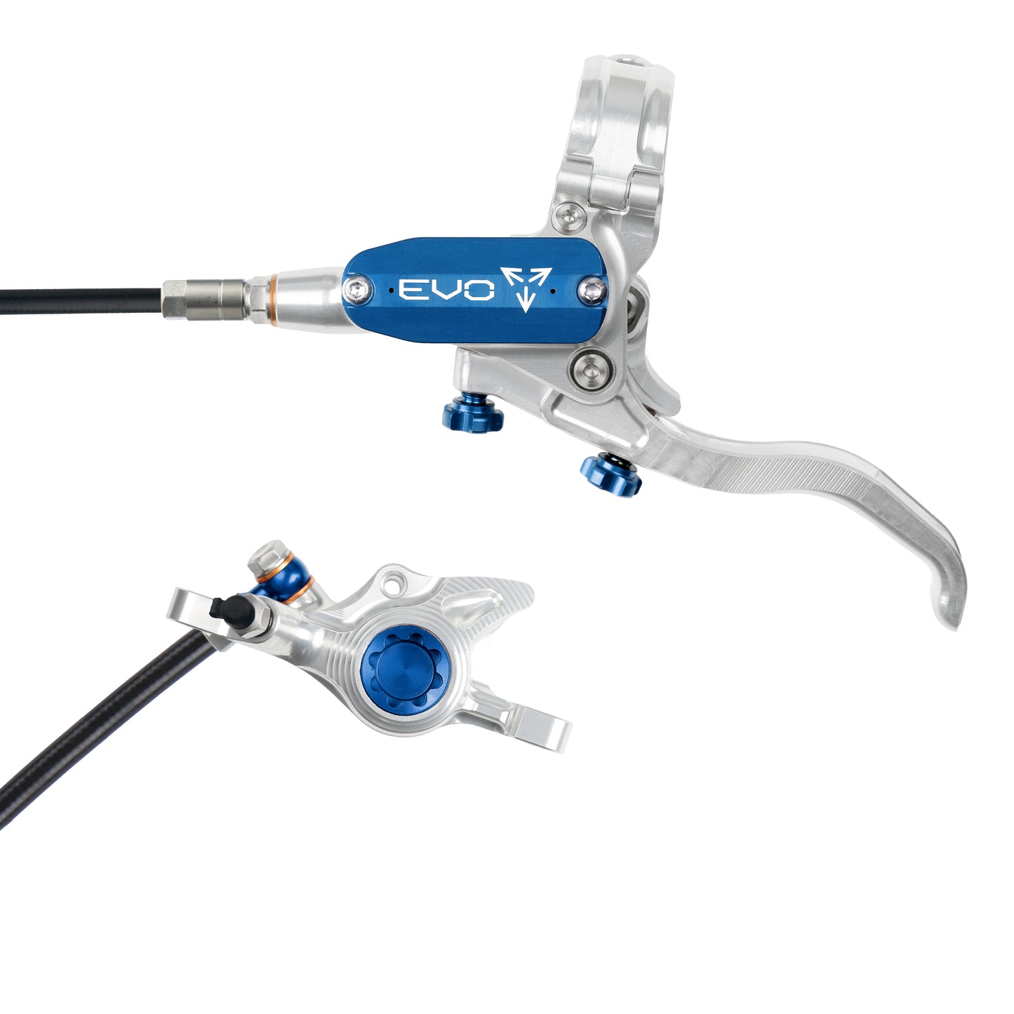 Hope Tech 4 EVO X2 Brake - Silver/Blue - Black Hose - No Rotor