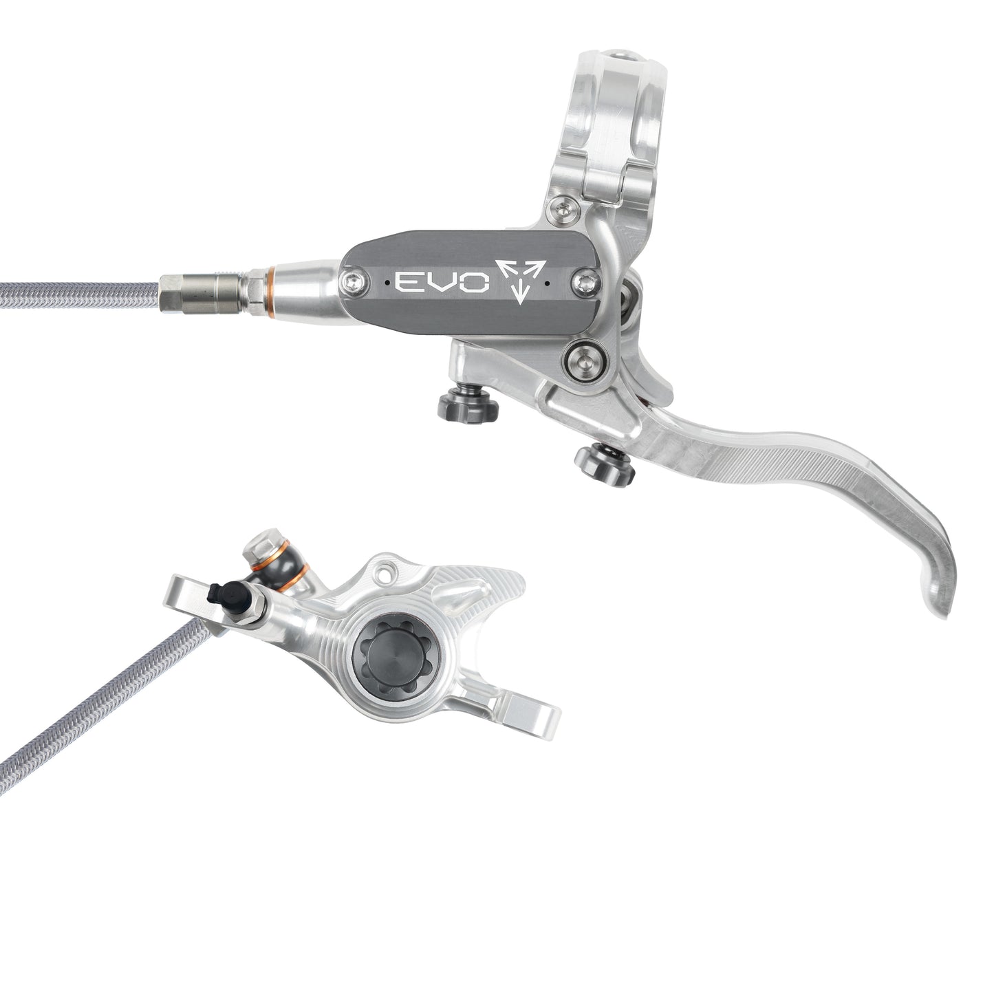 Hope Tech 4 EVO X2 Brake - Silver/Smoke - Braided Hose - No Rotor