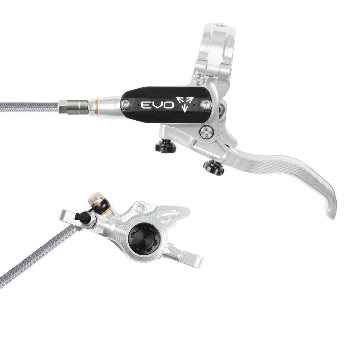 Hope Tech 4 EVO X2 Brake - Silver/Black - Braided Hose - No Rotor