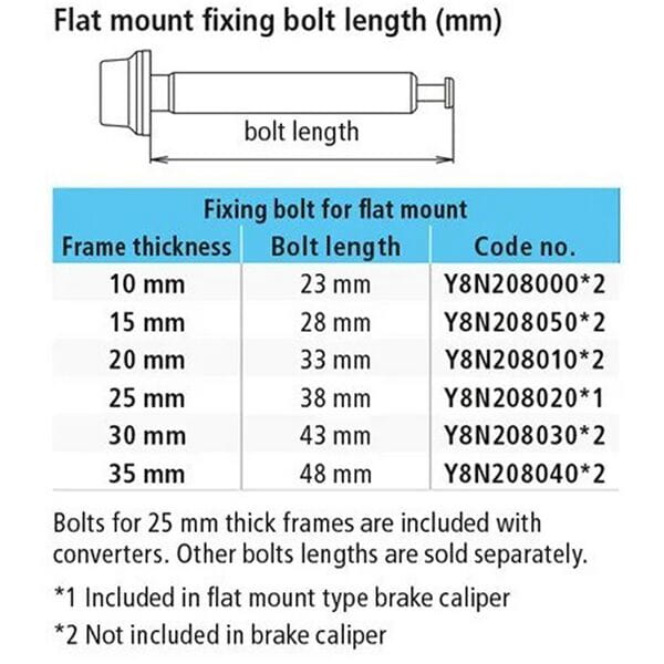 Shimano Flat mount calliper to flat mount frame fixing bolt C, for 20mm frame, 33mm bolt