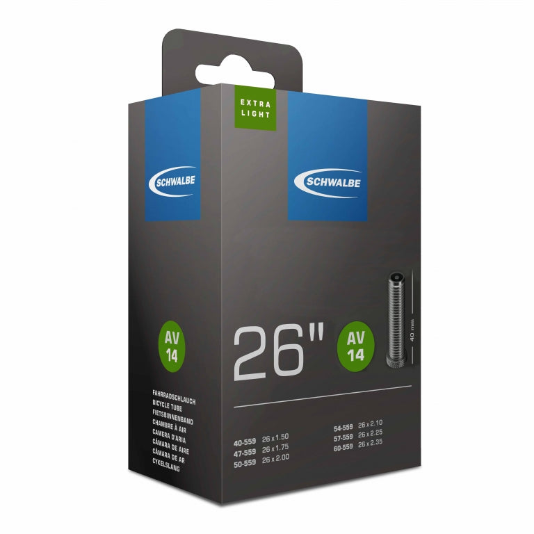 Schwalbe AV14 26" X-Light Innertube (Schrader / Auto Valve) 1.50 - 2.35