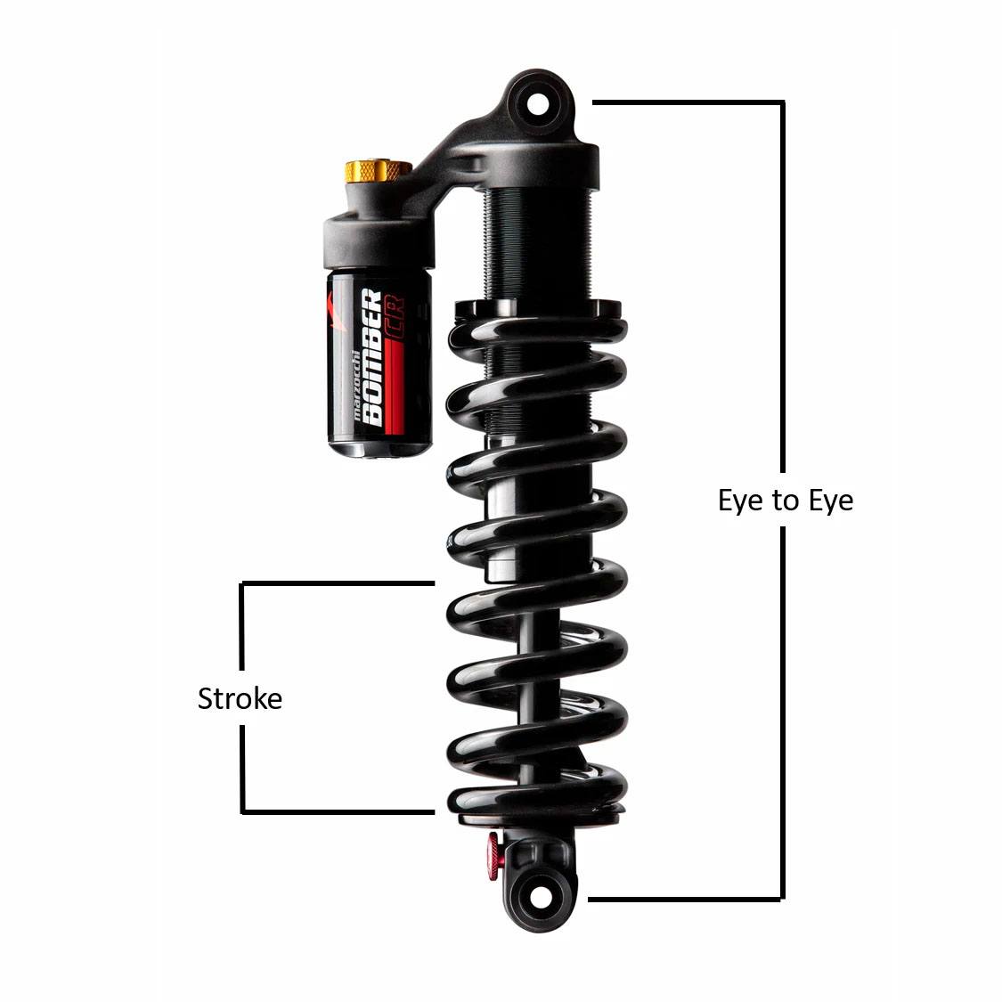 Marzocchi Bomber CR Shock 2022 - Trunnion: 185x52.5mm, 185x55mm, 205x60mm, 205, 65mm, 225x75mm.