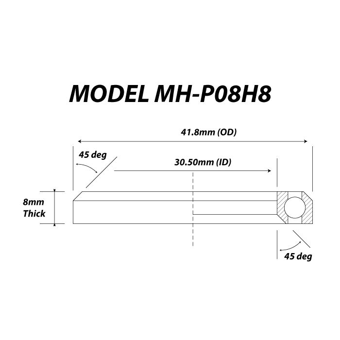 P08H8 HEADSET BEARING - 41.8 x 30.5 x 8 (45/45 Degree)