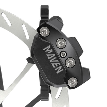 SRAM DISC BRAKE MAVEN SILVER STEALTH - ALUMINUM LEVER, STAINLESS HARDWARE, REACH/CONTACT ADJ,SWINGLINK, BLACK (INCLUDES MMX CLAMP, BRACKET) (ROTOR SOLD SEPARATELY)A1