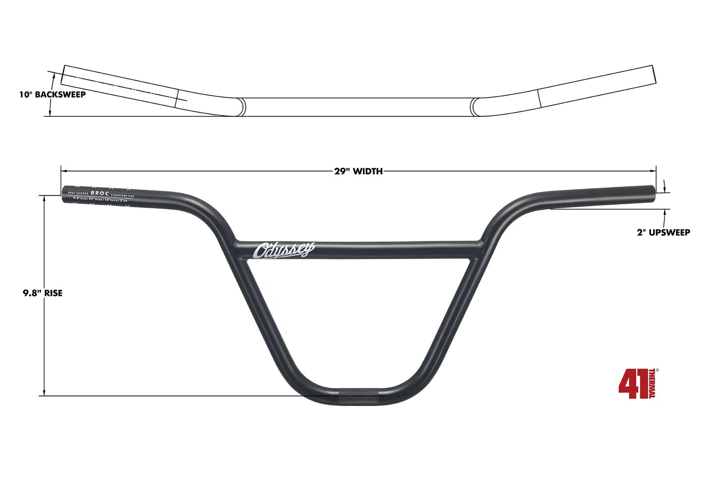 Odyssey Broc 9.8" BMX Bar - Rust Proof Black