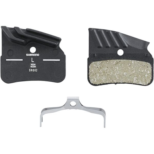 Shimano N03A disc pads and spring, alloy back with cooling fins, resin