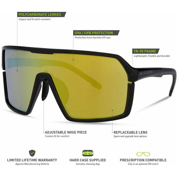 Madison Crypto Glasses - 3 pack - gloss black / bronze mirror / amber and clear lens