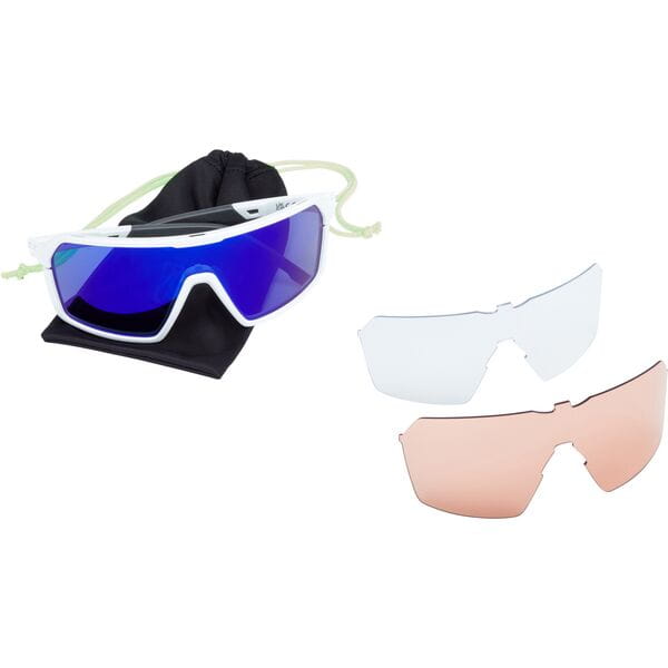 Madison Crypto Sunglasses - 3 pack - gloss white / blue mirror / amber and clear lens