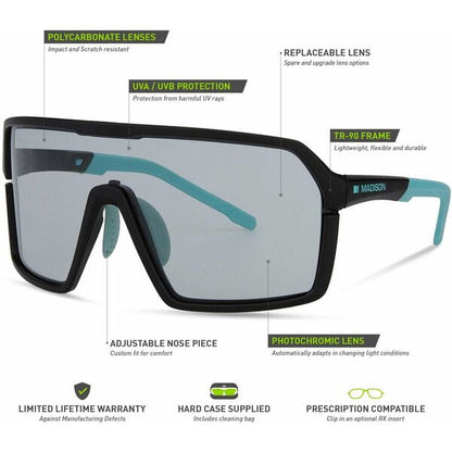 Madison Crypto Sunglasses - 3 pack - gloss white / blue mirror / amber and clear lens