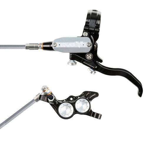 Hope Tech 4 EVO GR4 Brake - Black/Silver - Braided Hose - No Rotor