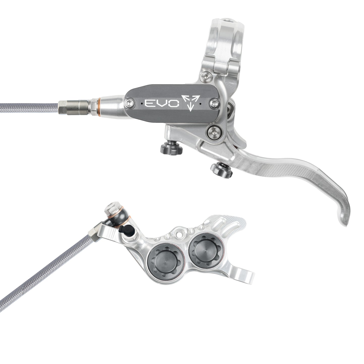 Hope Tech 4 EVO GR4 Brake - Silver/Smoke - Braided Hose - No Rotor