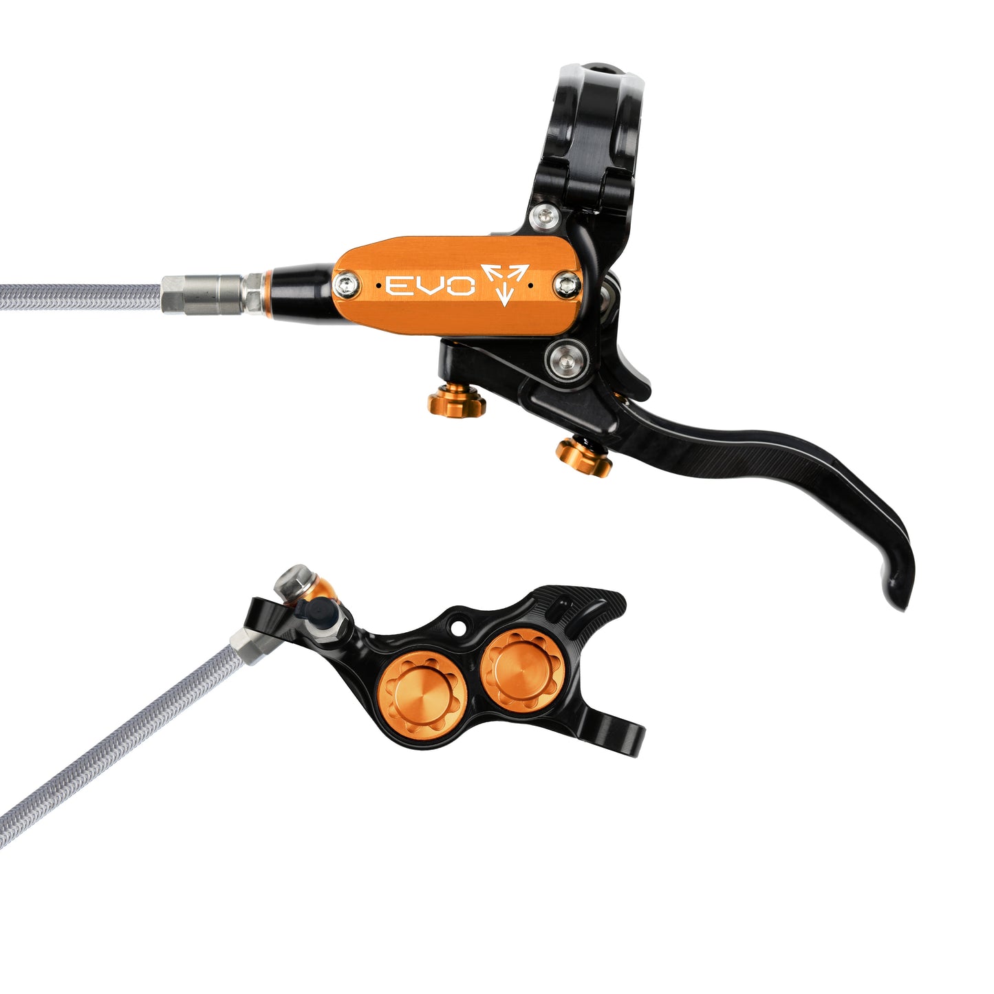 Hope Tech 4 EVO TR4 Brake - Black/Orange  - Braided Hose - No Rotor