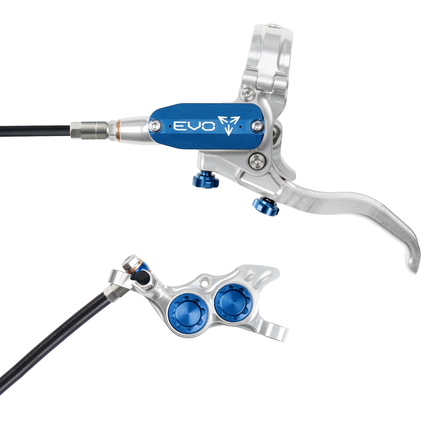 Hope Tech 4 EVO TR4 Brake - Silver/Blue - Black Hose - No Rotor