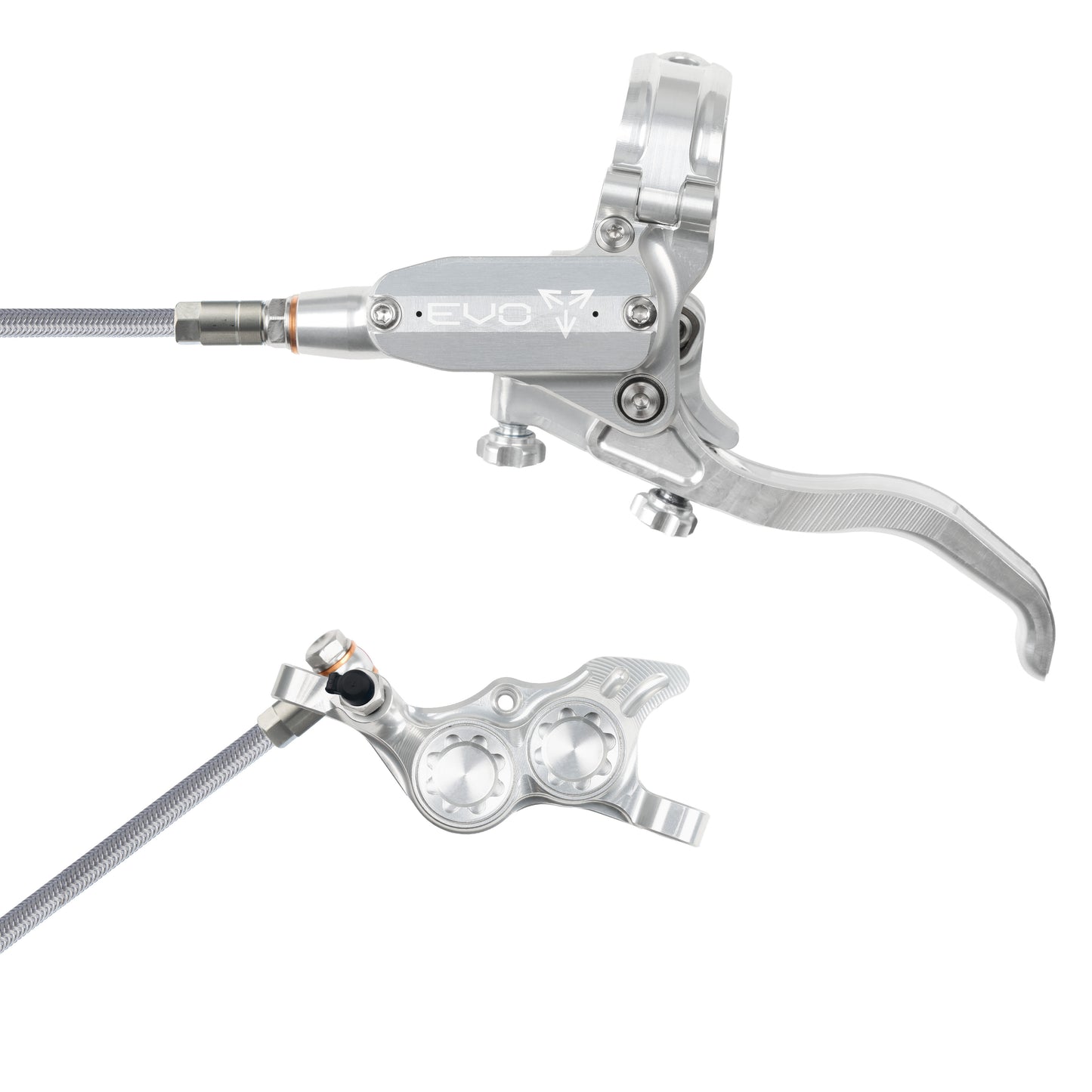 Hope Tech 4 EVO TR4 Brake - Silver/Silver - Braided Hose - No Rotor