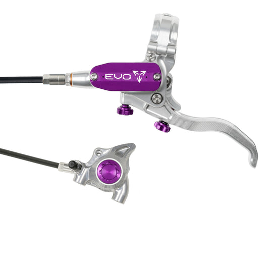 Hope Tech 4 EVO X2 Flatmount Brake - Silver/Purple - Black Hose - No Rotor