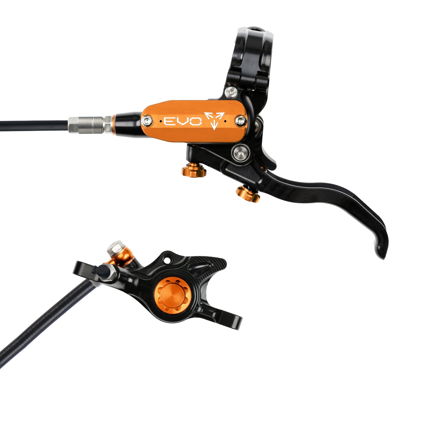 Hope Tech 4 EVO X2 Brake - Black/Orange - Black Hose - No Rotor