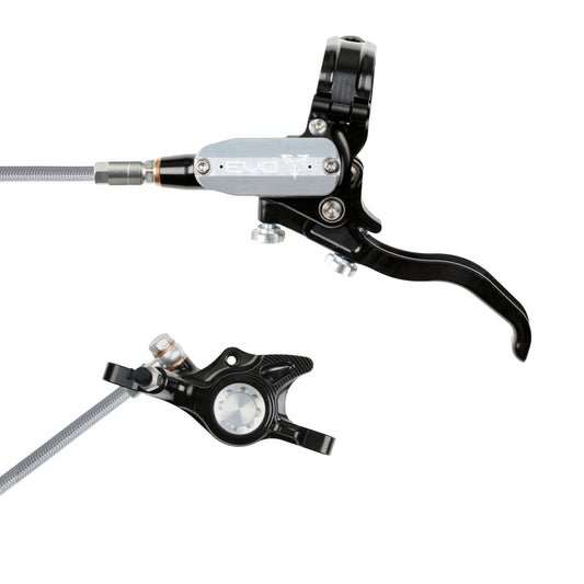 Hope Tech 4 EVO X2 Brake - Black/Silver - Braided Hose - No Rotor