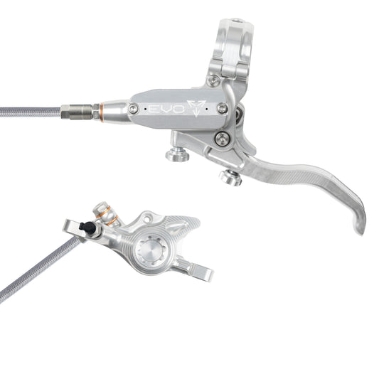 Hope Tech 4 EVO X2 Brake - Silver/Silver - Braided Hose - No Rotor