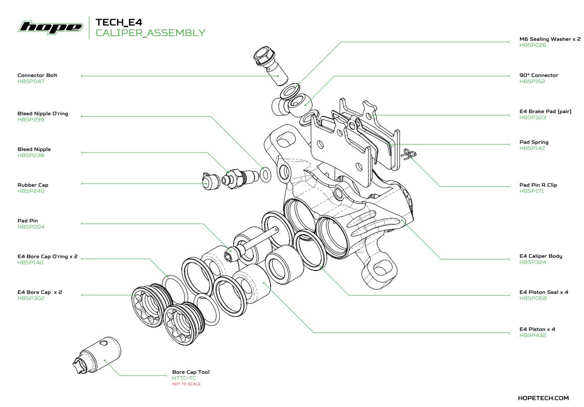 Hope Tech 4 16mm (E4 / V4 Small) Stainless Hybrid Piston Phenolic Insert - Brake Spares
