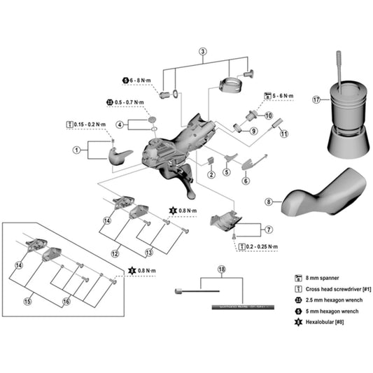 Shimano ST-R7020 and ST-RX400 bracket covers / rubber hoods - Pair
