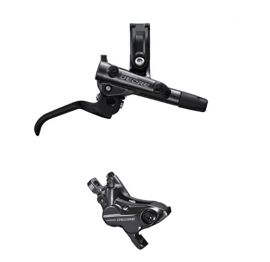 Shimano BR-M6120/BL-M6100 Deore bled brake lever/post mount 4 pot calliper, front right
