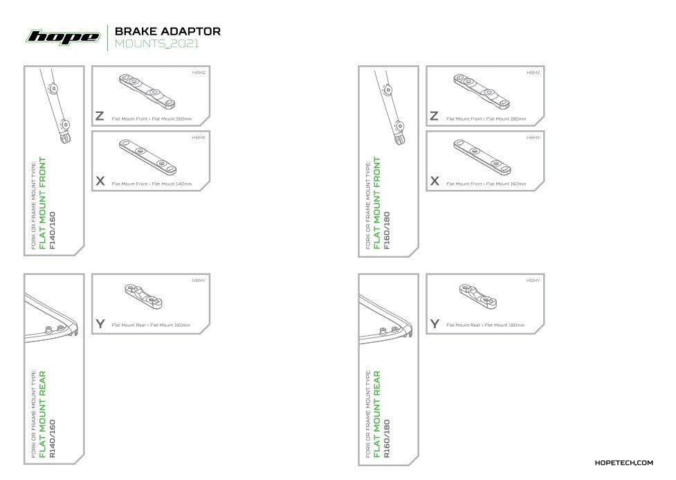 Hope Black Brake Mount Adaptors (A-Z)