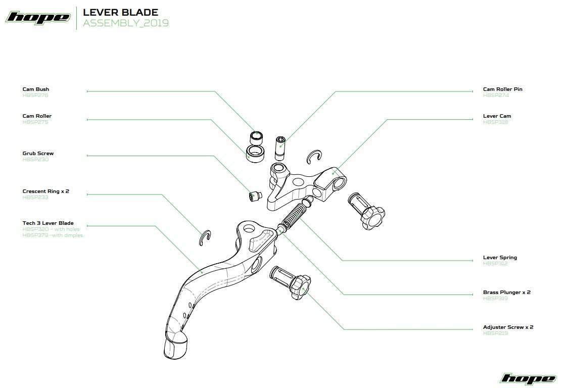Hope Tech 3 Lever Blades Blue - Brake Spares