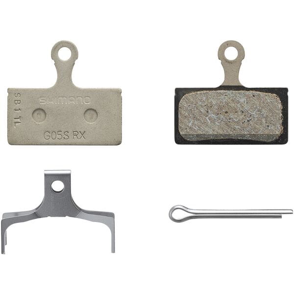 Shimano G05S-RX disc pads and spring, steel back, resin