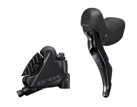 Shimano ST-RX400 GRX 2-speed STI bled with BR-RX400 flat mount calliper, left rear