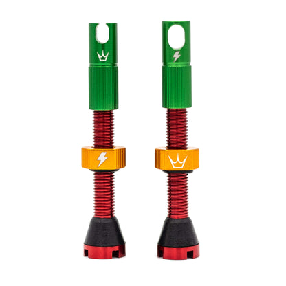 Peaty's x 50to01 Tubeless MK2 Rasta Valves 42mm